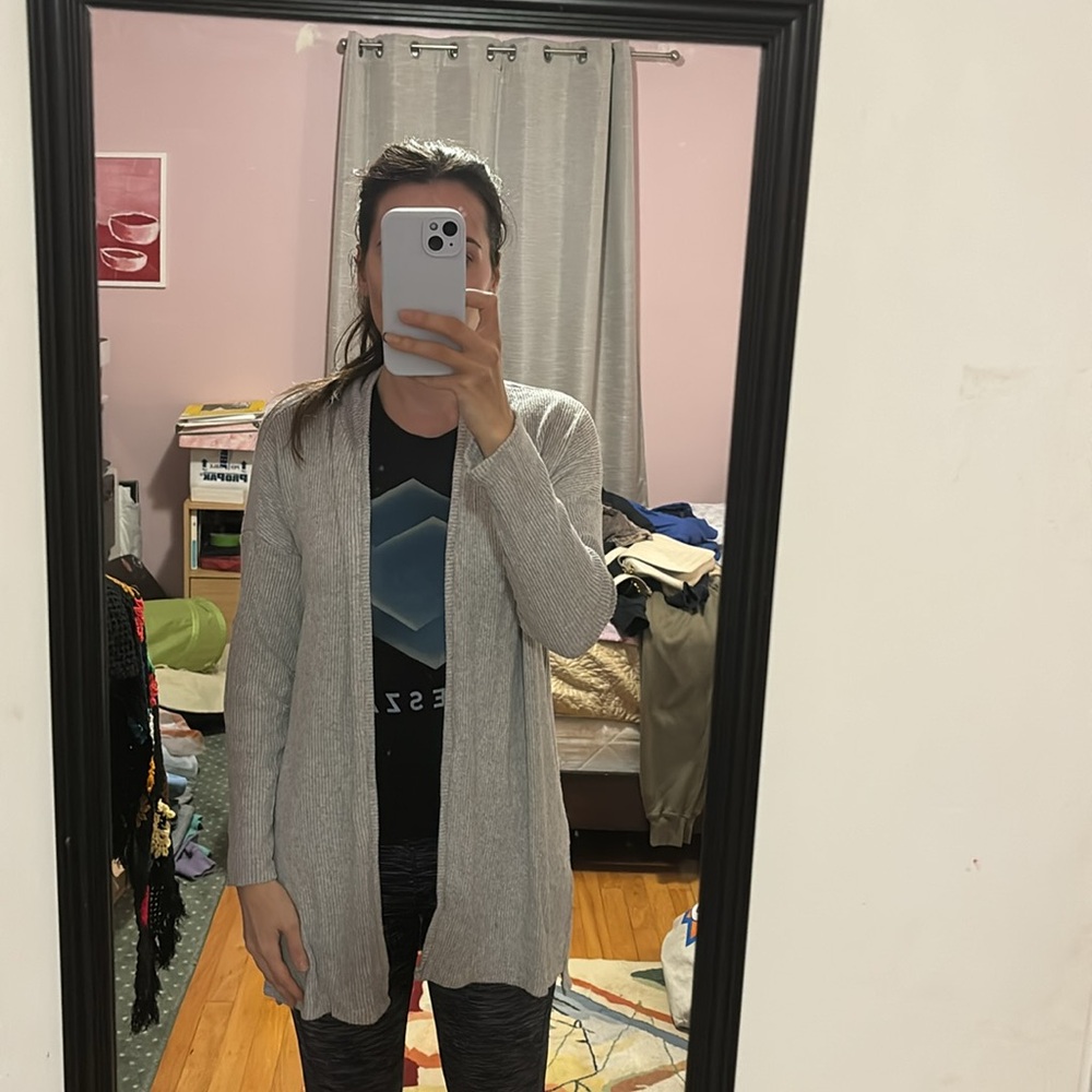 Democracy light gray open sweater/cardigan